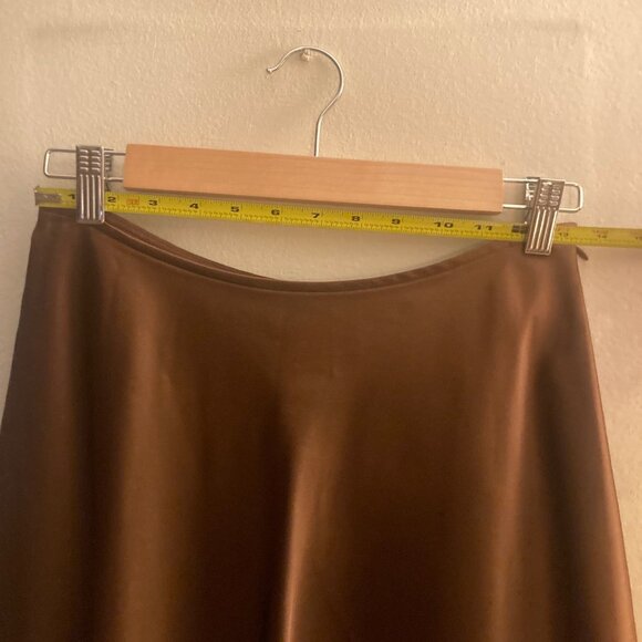 Chocolate Brown Midi Skirt Satin Sheen Balletcore Size 4 - Picture 10 of 11
